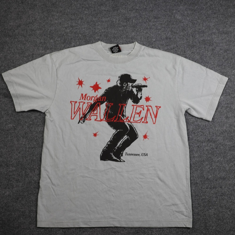 Morgan Wallen Shirt Mens Large Gray Graphic Concert Tee Tennessee USA‎ Country